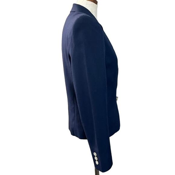 Vintage AJ Friends Double Breasted Blazer M Navy Tailored Office Career Power - Picture 11 of 12